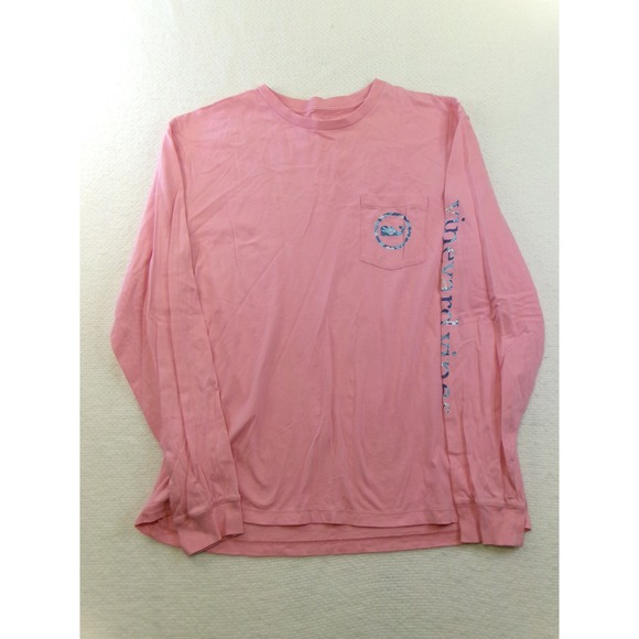 Vineyard Vines Other - Vineyard Vines Mens Pink Floral Whale Long Sleeve Pocket T-Shirt L 1V014535